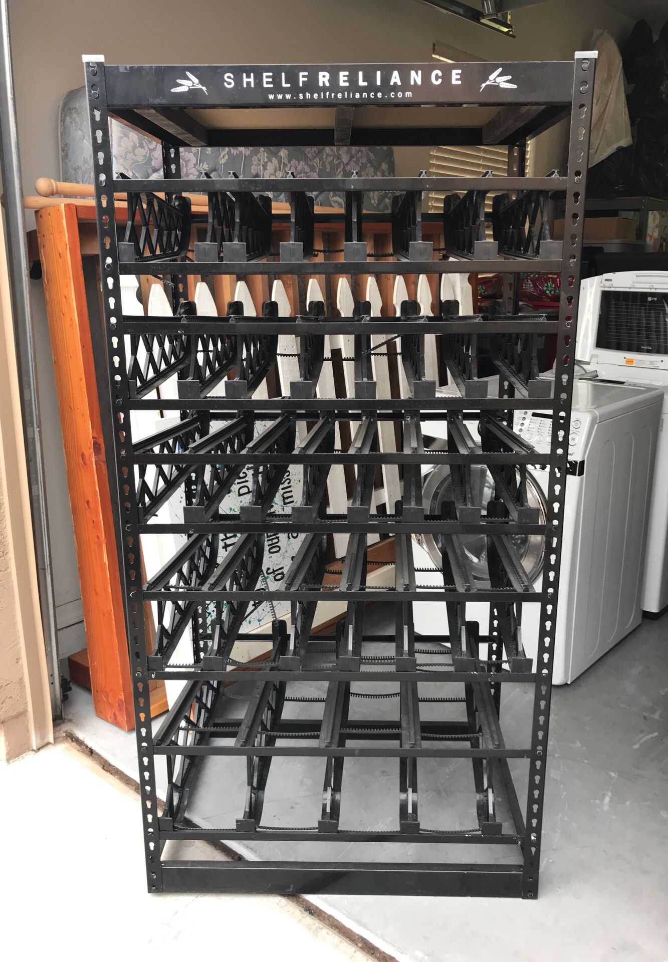Shelf Reliance rolling can shelf for food storage