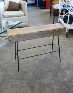 Custom Reclaimed Fir Beam and Steel Small Bench/Stool