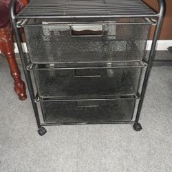 Metal Rolling Storage Cart With 3 Drawers