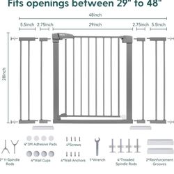 Babelio Extra Wide Baby Gate/Color Grey/28”*29”To48”