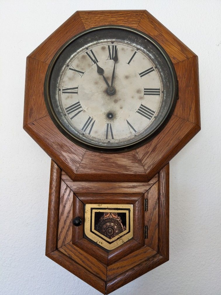 Sessions Clock Company Oak Wall Clock