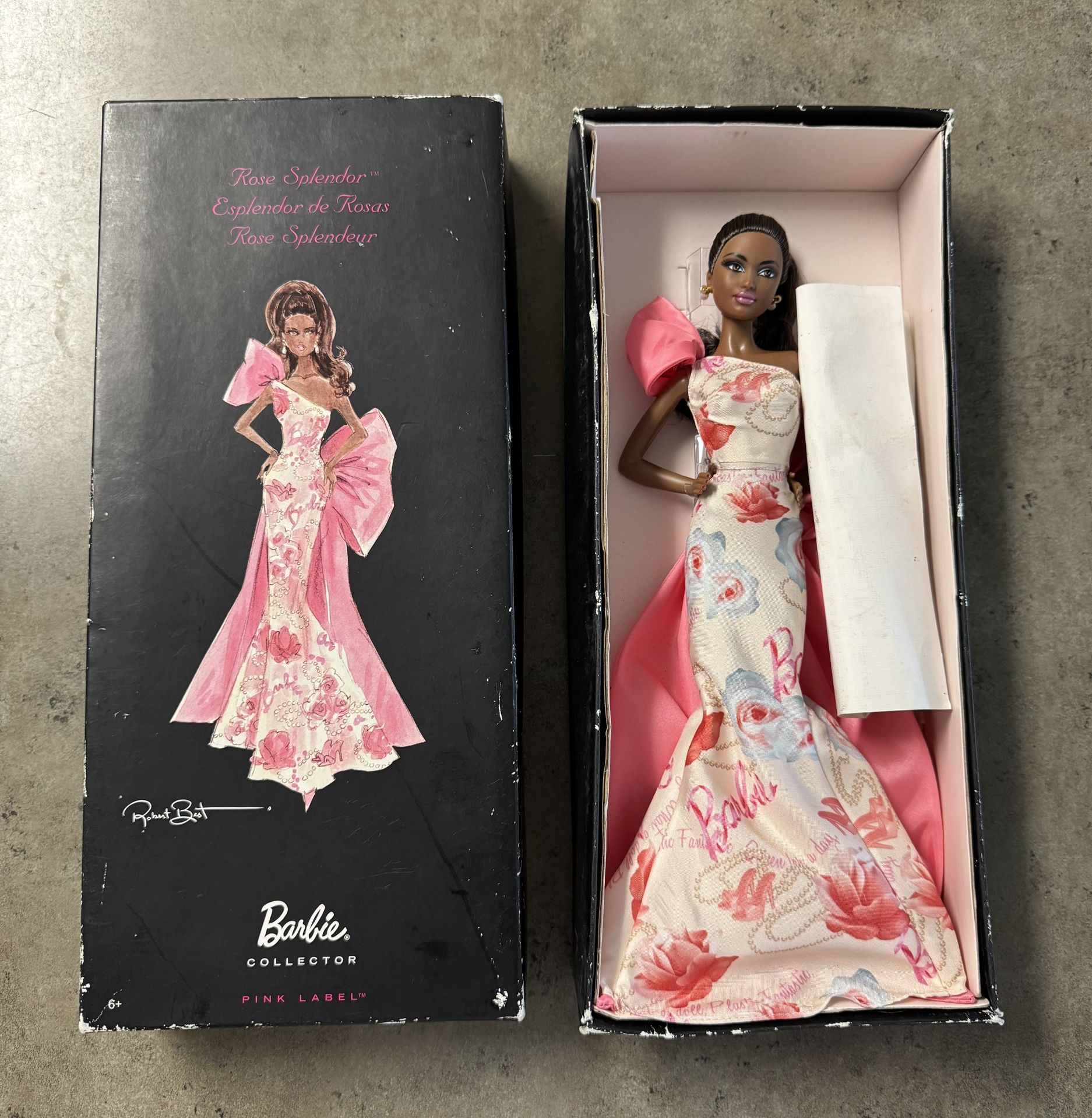 Avon Rose Splendor Barbie Collector Pink Label African American 2010