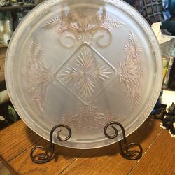 Vintage footed frosted cake plate