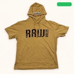 GYM BMFIT Tan RAW Gear Short Sleeve Hoodie Size M