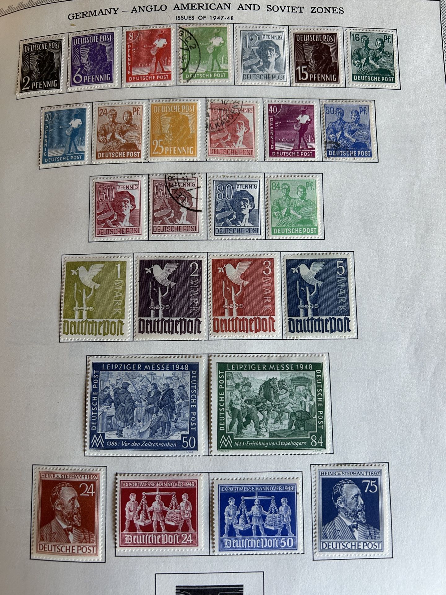 Germany 🇩🇪 – Anglo American SOV zones posted stamp collection 27 unused condition stamps 1947–48
