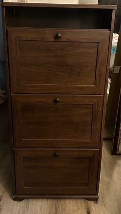 Dark Brown Wooden Shoe Cabinet with 3 Flip Drawers