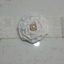 White Satin Rose Lace Headband