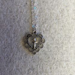 Heart Cross Pendant Necklace 
