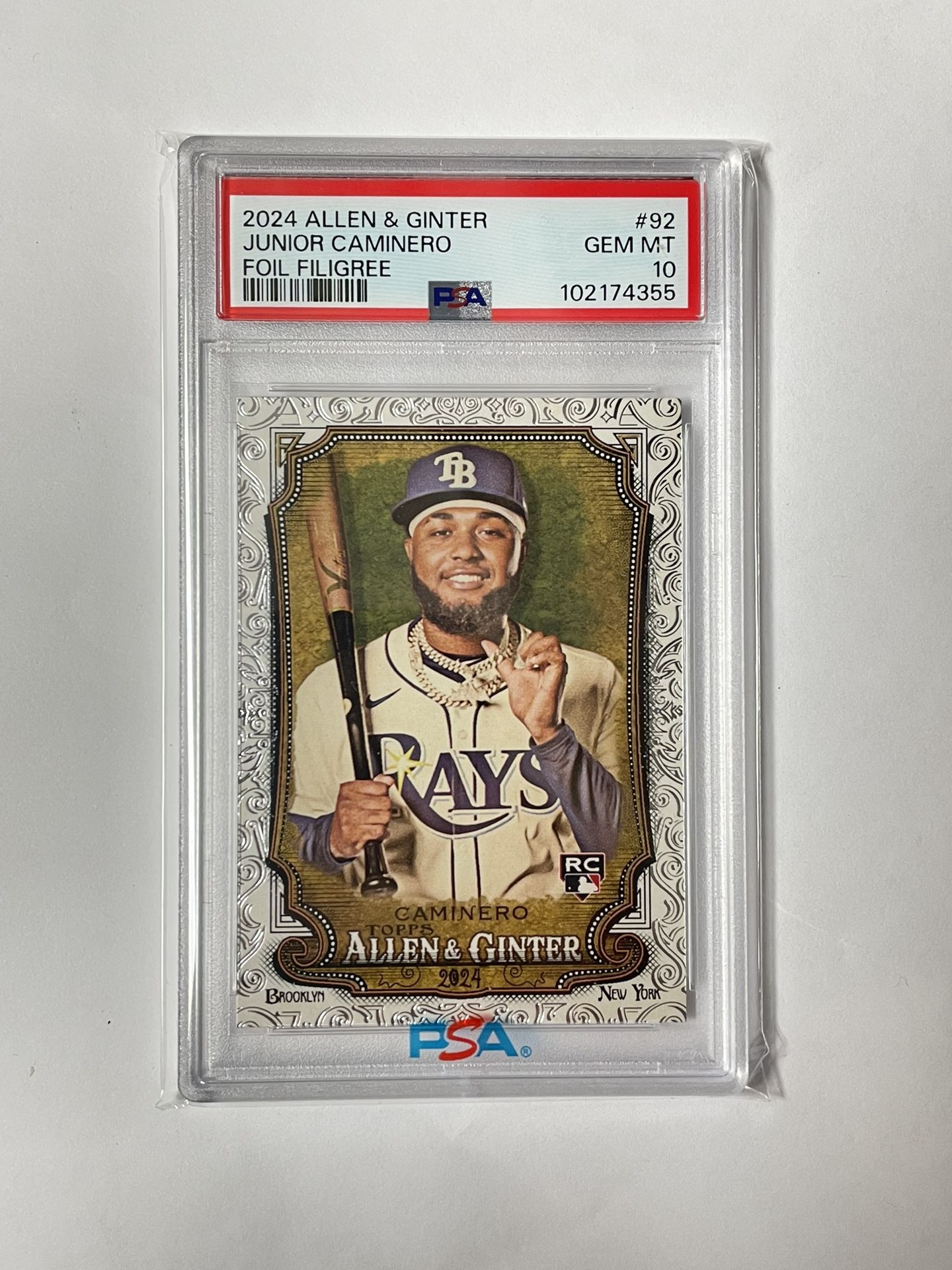 2024 Allen & Ginter Junior Caminero Rookie Foil Filigree PSA 10
