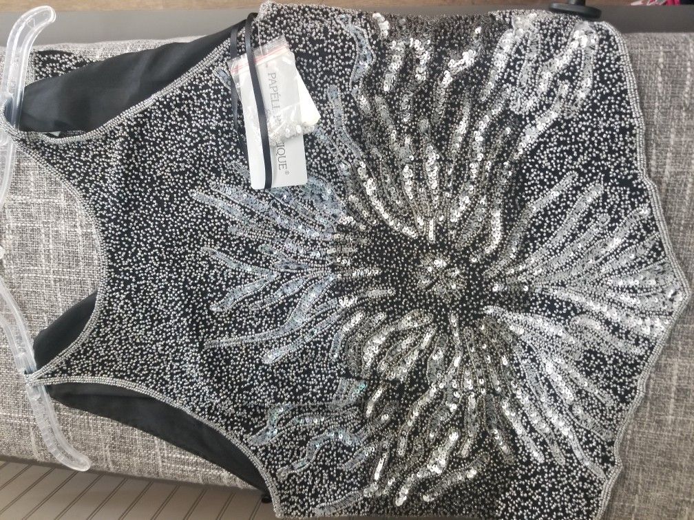 NWT Papell Boutique Beaded Sequined Halter Top L