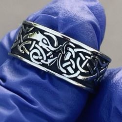 dragon celtic knot band ring size 8