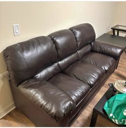 Dark brown leather couch