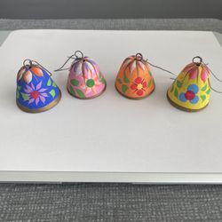 Vintage Hand Painted Bells,    Southwestern Clay Pottery