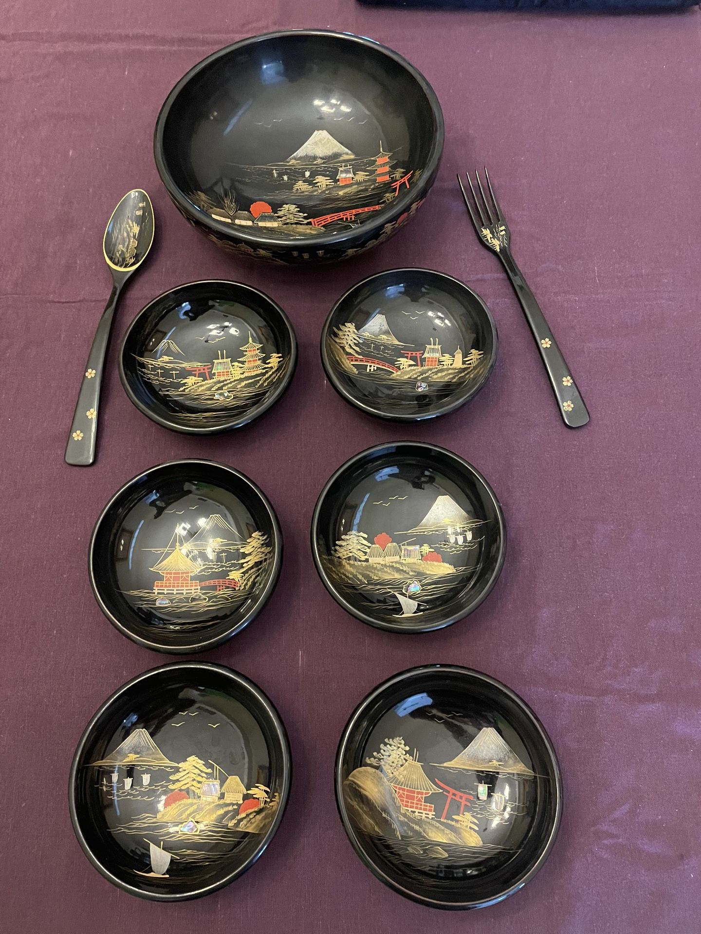 Oriental salad dish set