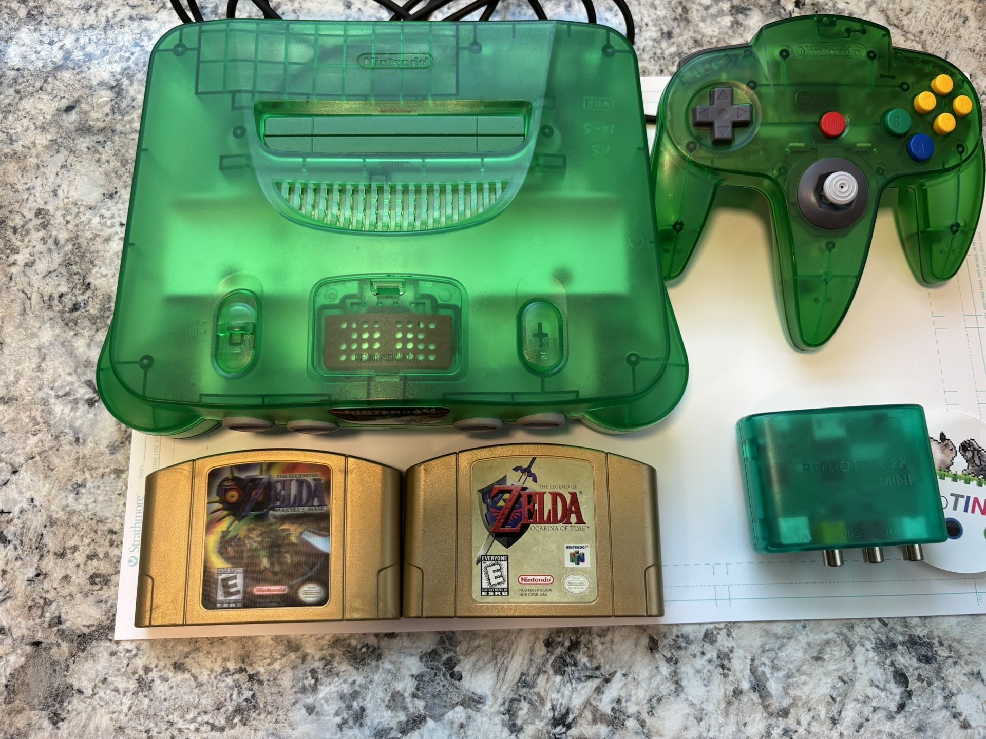 N64 Jungle Green 2 Zelda Game Bundle with Retro TINK 2X-MINI