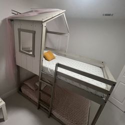 Kids Loft House Bunk Bed Twin Over Twin