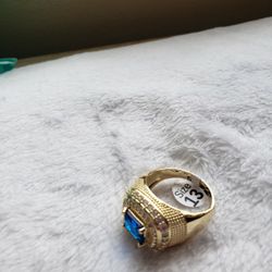 Blue Gold Plated Size 13 Men Ring 