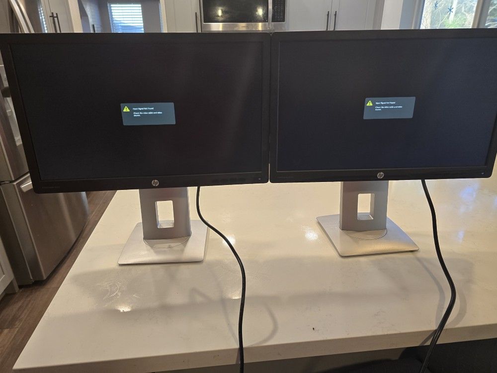 Dual HP Elite Display E222 Monitors  22-in