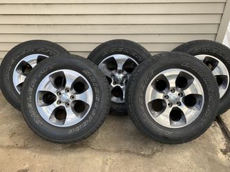 these wheels are rated for off-road by jeep 2 tires are in good shape, the rest have about 3000 miles left on them. Their rims are in great shape. On
