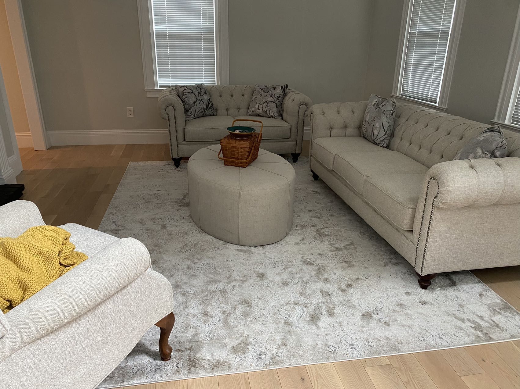 Beige Couches And Ottoman For Sale