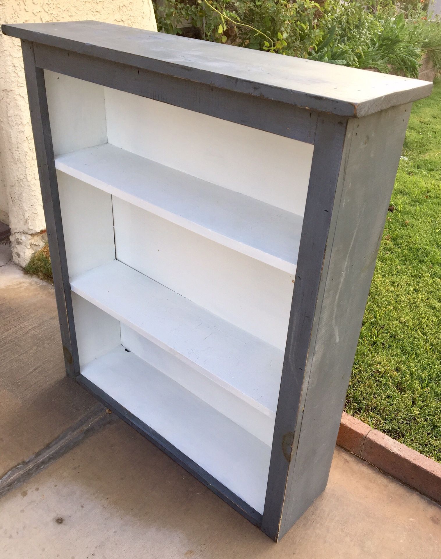 Painted Blue/Gray and White 36” Tall Book Shelf -Washington and Tenaya