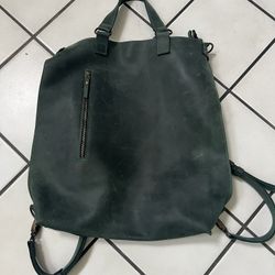 Leather Green Convertible Backpack Purse