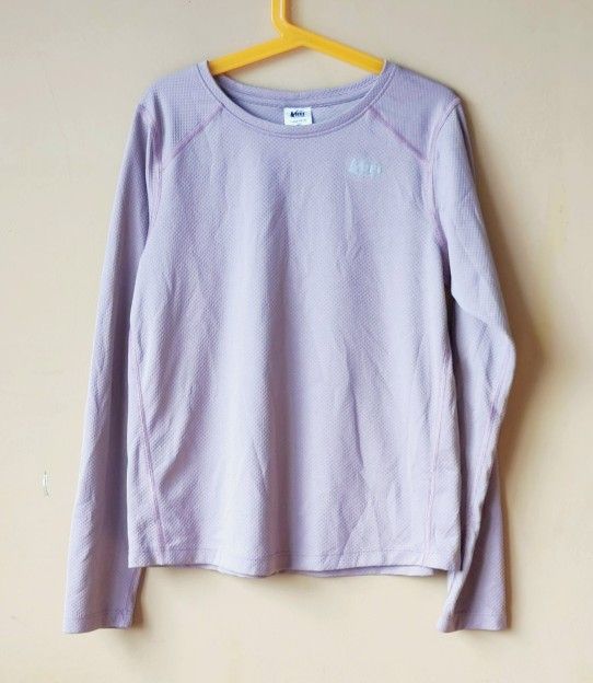 REI Texture Long Sleeve Termal T Tee Activewear Shirt Kids Children's Size L Large 14 16 Lilac