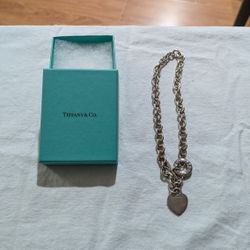 Tiffany Heart Pendant Link Necklace Chain Choker