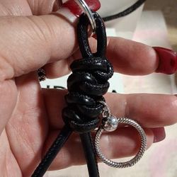 Pandora Authentic Brand New Leather Free Long Signature Keychain Charm Holder 