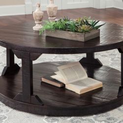 ASHLEY FURNITURE ROUND COFFEE TABLE NEW