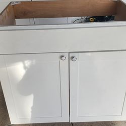 2 white kitchen cabinet base