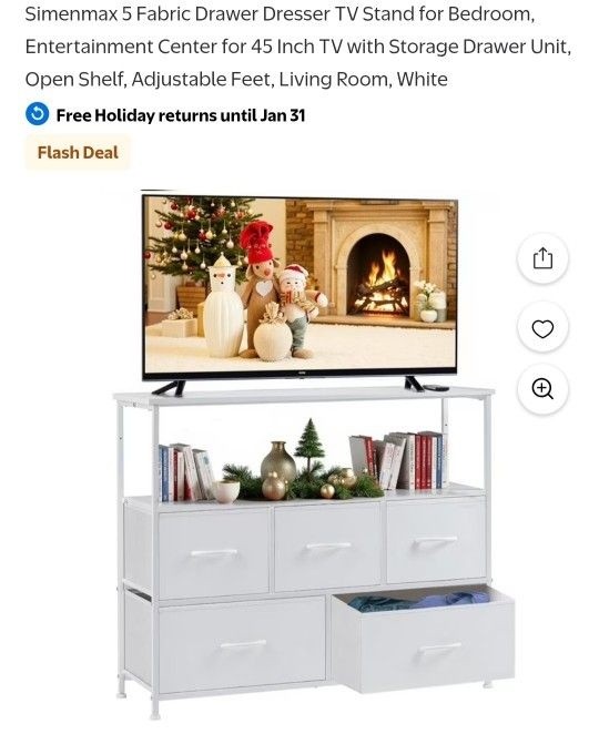 New Open Box Available In Hesperia. TV Stand for 45 in Television Modern Entertainment Center with Fabric Storage, Tower Storage Cabinet Dresser & Che