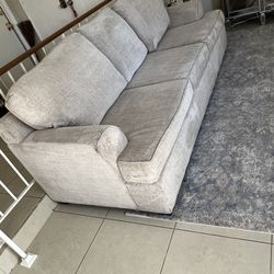 Taupe Brown Chenille Fabric 101" Sofa | Loose Reversible Back