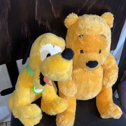 Vintage Pooh & Pluto Plushies