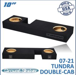 Black 10" Dual Sealed Sub Box, Fits 07-21 Toyota Tundra Double-Cab