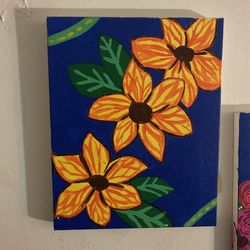 Marigold Flower Hand painted acrylic