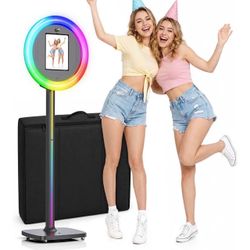 Photo Booth Machine with Printer, 22" RGB Ring Light iPad Stand