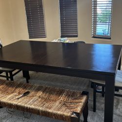 Large Wood Table W/ 2 Chairs