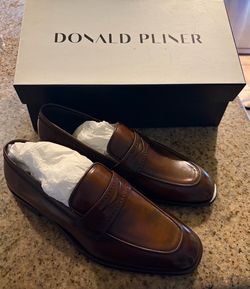 Donald Pliner Men's Leather Penny Loafers - Brown Size 8