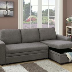 Brand New Ash Black Sectional Storage Sofa Pull-out Sleeper 