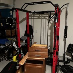 Full Cable Machine Bench Barbell And Weights
