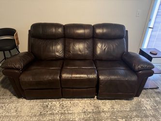 Brown Leather sofa power recliner