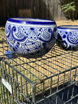 S3 blue and white indoor planter