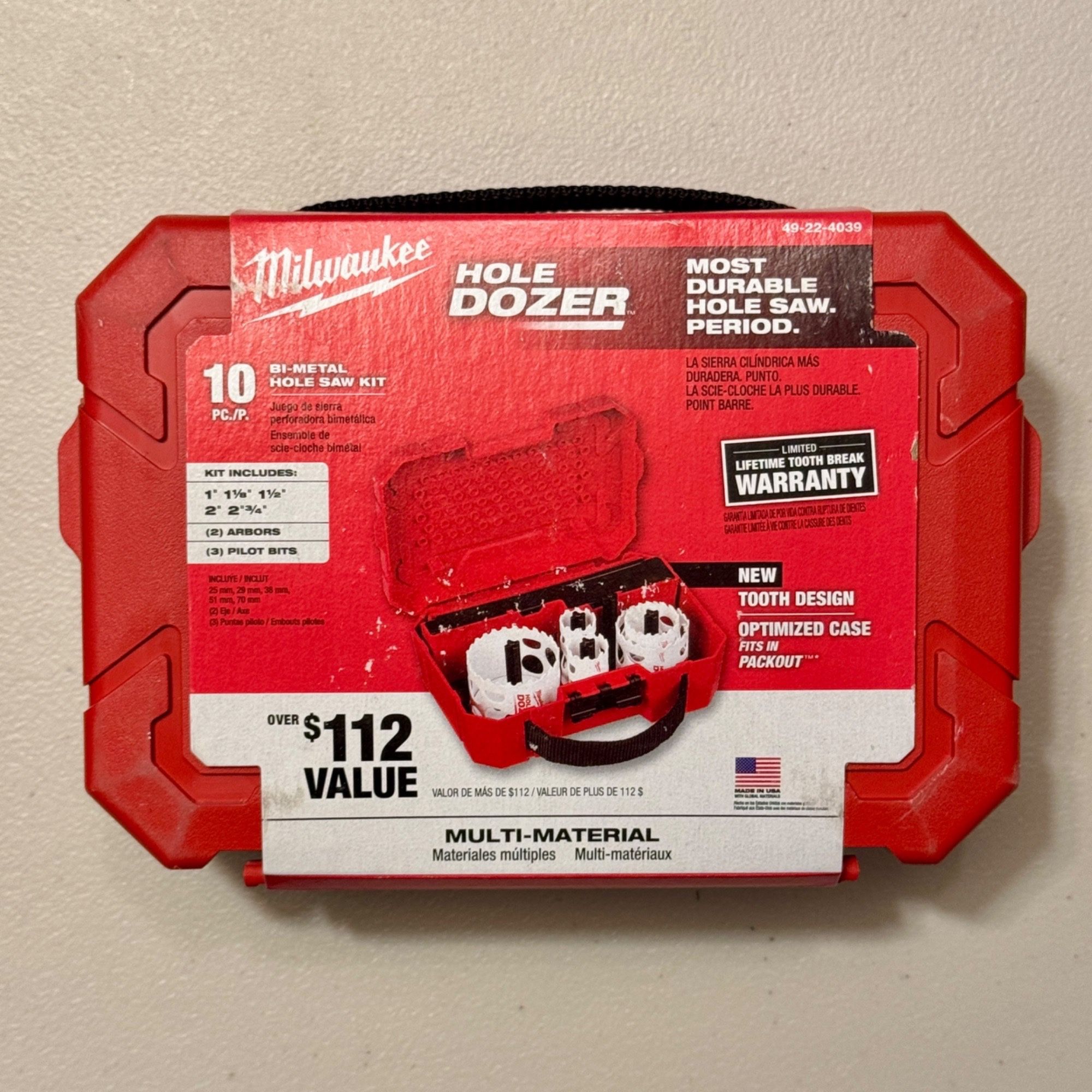 New Milwaukee 10 Piece HOLE DOZER Bi Metal Hole Saw Set 49 22 4039