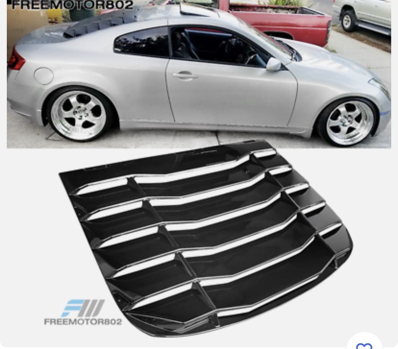 03-07 Infiniti G35 Coupe Rear Window Louver Sun Shade Vent - Gloss Black