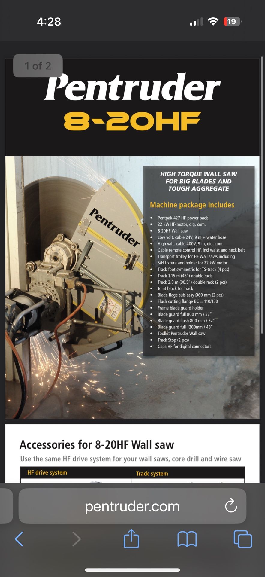 Pentruder Wall Saw Parts