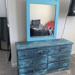 Hand Painted Dresser With Mirror