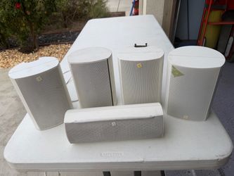 White Home Theater Speaker Set – 5 Pieces