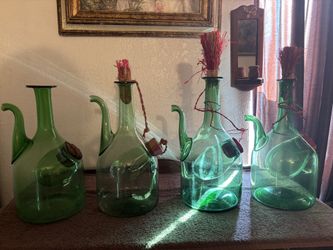 Vintage Princess House Green Blown Wine Decanter