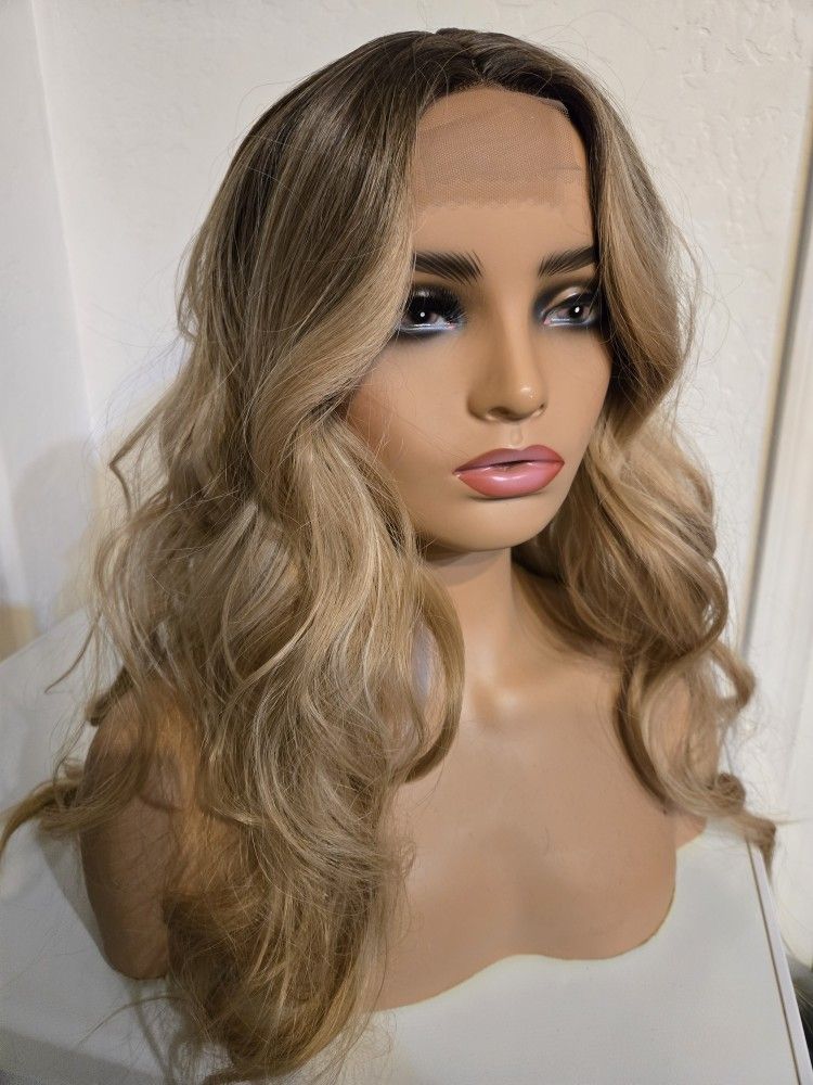 Blonde Brown Wig Syn 24in